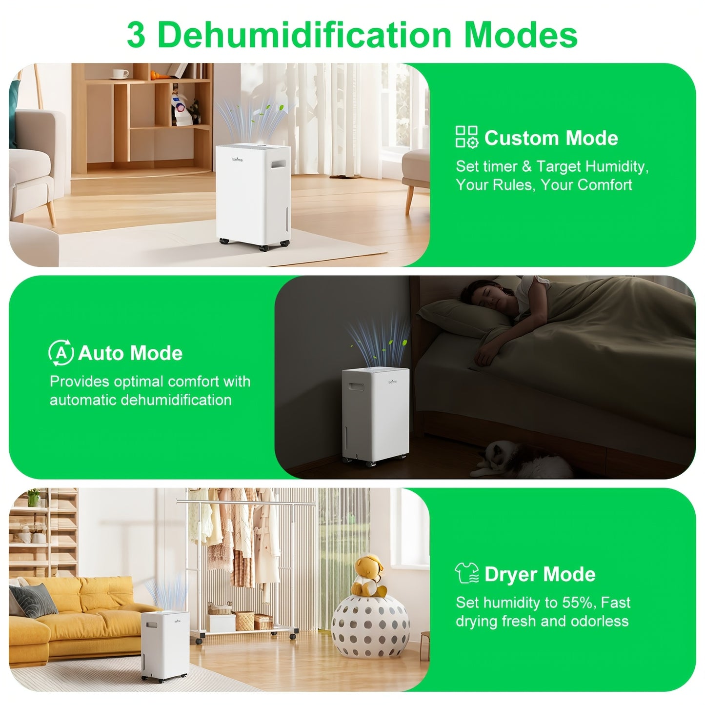 Ontvochtiger – Luchtontvochtiger – Dehumidifier – Vochtvreter – Wasdrogerfunctie – 8L Per Dag – Digitaal Vochtigheidsdisplay – Timer & Slaapmodus – Wit