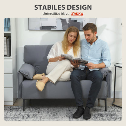 2-Zits Bank – Tweezitsbank – Loveseat – Sofa – Zithoek – Grijs – Fluwelen Bekleding – Extra Dikke Kussens