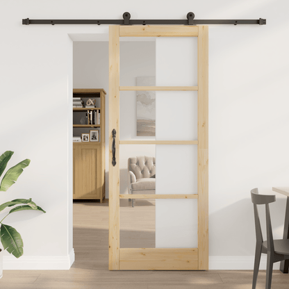 Schuifdeur – Schuifdeursysteem – Roomdivider – Binnendeur – Deurpaneel – Ruimtebesparend – Houtlook Bruin – Metaal Frame – 86x211 cm – Eenvoudige Montage