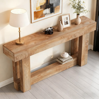 Sidetable – Consoletafel – Haltafel – Wandtafel – Dressoir – Smal Lang Model – 2 Opbergniveaus – Hoogwaardig Verlijmd Hout Bruin