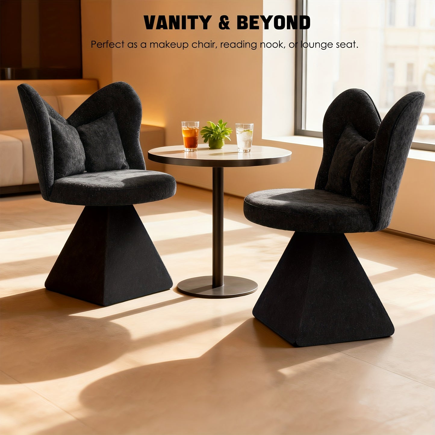Stoel – Eetkamerstoel – Draaistoel – Loungestoel – Kaptafelstoel – Chenille Stoffering – 360° Draaibaar Design