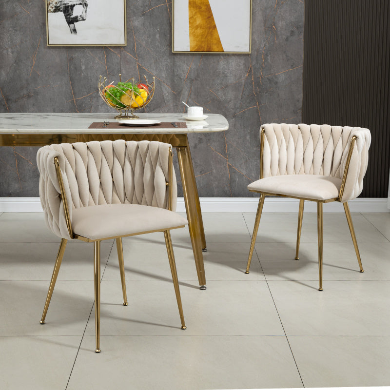 Eetkamerstoel – Fauteuil – Stoel – Veloursstoel – Kuipstoel – Luxe Fluweel Bekleding – Gouden Metalen Poten