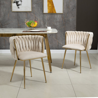 Eetkamerstoel – Fauteuil – Stoel – Veloursstoel – Kuipstoel – Luxe Fluweel Bekleding – Gouden Metalen Poten
