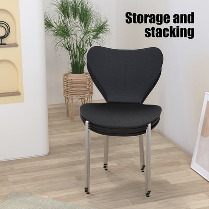 Witte Eetkamerstoel – Stapelbare Stoel – Lounge Stoel – Leunstoel – Woonkamerstoel – Krasbestendig PP Materiaal – Ergonomisch Gebogen Rugleuning – Set van 4