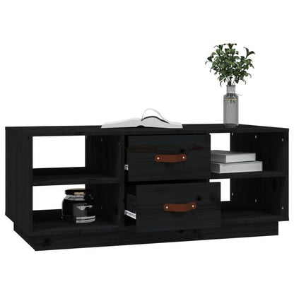 Coffee Table 100X50X41 Cm Solid Pine Wood Black Practical, Removable, Suitable for All Seasons
