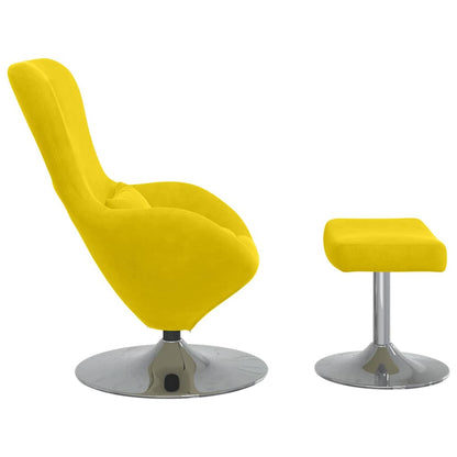Fauteuil – Relaxstoel – Loungefauteuil – Draaistoel – Oorfauteuil – Geel Met Voetensteun – Fluweelstof – 360° Draaibaar