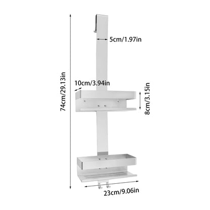 Badkamerplank – Badkamerrek – Wandplank – Planchet – Opbergkast – Roestvrij Staal – 2-Laags – 23x10x74 cm – Zilver