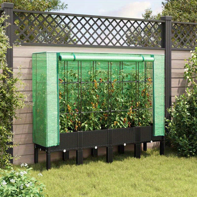 Plantenbak verhoogd met kashoes 160x40x140cm rattanlook