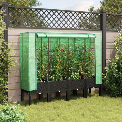 Plantenbak verhoogd met kashoes 160x40x140cm rattanlook