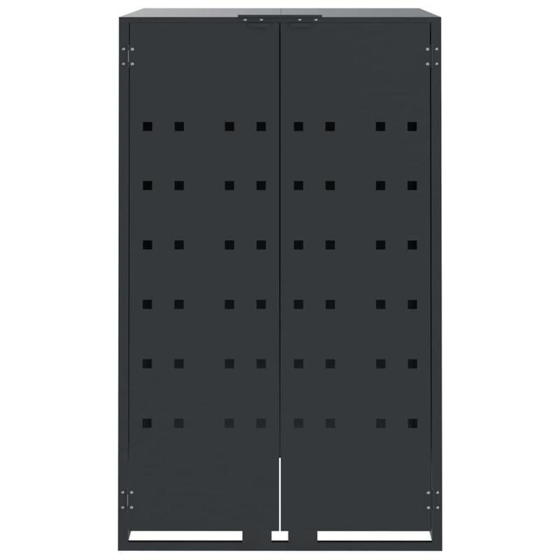 Afvalcontainer – Vuilnisbak – Afvalbak – Afvalemmer – Container – 2 Vaks – Stalen Behuizing – Wielen – Geventileerd Design – Ergonomische Handvatten – Antraciet – 138x79x117 cm – Zonder Elektriciteit