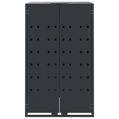 Afvalcontainer – Vuilnisbak – Afvalbak – Afvalemmer – Container – 2 Vaks – Stalen Behuizing – Wielen – Geventileerd Design – Ergonomische Handvatten – Antraciet – 138x79x117 cm – Zonder Elektriciteit