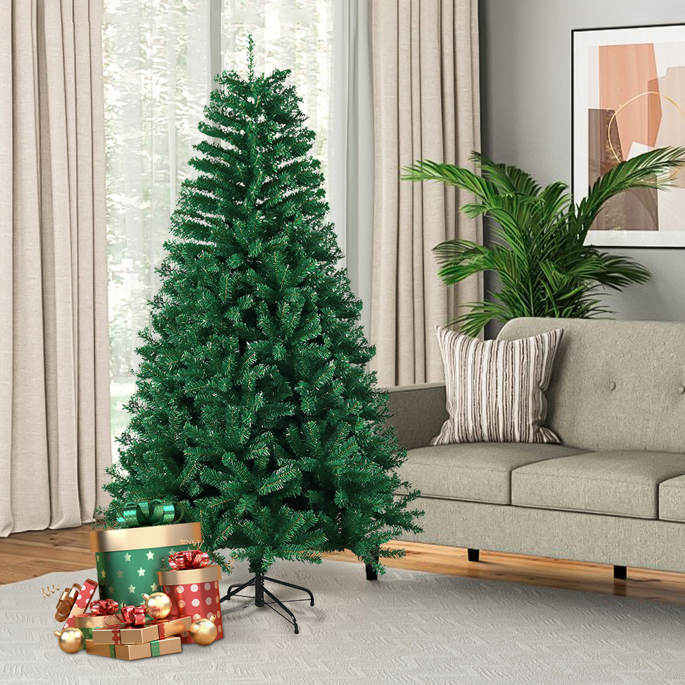 Kunstkerstboom – Nepboom – Kerstboom Kunst – Decoratieve Kerstboom – PVC Boom – 240 cm Hoog – Ongeveer 1400 Dicht Op Elkaar Geplaatste Takken – Met Metalen Standaard & Vouwsysteem