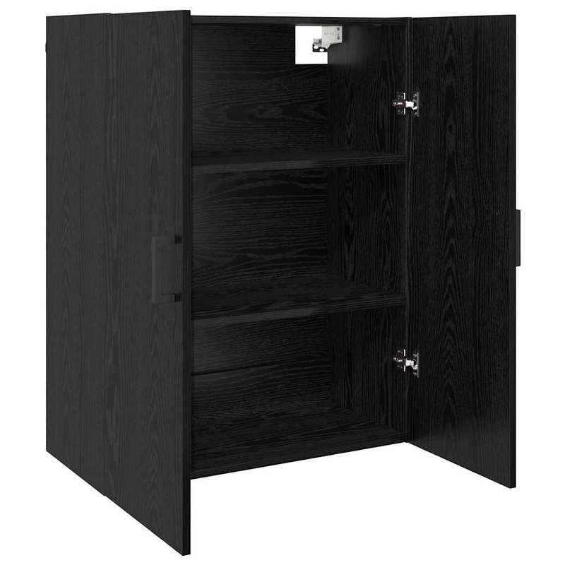 Muurkast – Wandkast – Opbergkast – Hangkast – Kast Zwart Eiken – 2-Delig Set – Duurzaam Hardhout – 69,5x34x90 cm