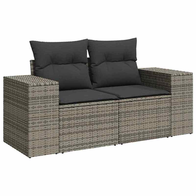 Buitensofa – Loungeset – Tuinbank – Loungemeubel – 2-zits Sofa – Weerbestendig Rotan – Comfortabele Kussens – Stijlvol Grijs