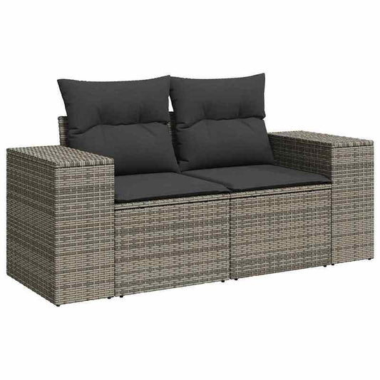 Buitensofa – Loungeset – Tuinbank – Loungemeubel – 2-zits Sofa – Weerbestendig Rotan – Comfortabele Kussens – Stijlvol Grijs