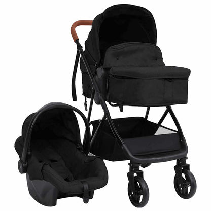 Kinderwagen – Buggy – Reiswieg – Babywagen – 3-in-1 Kinderwagen Anthraciet – Stalen Frame – 5-Punts Veiligheidsharnas