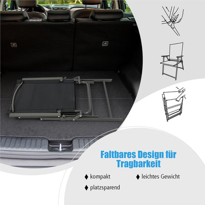 Tuinstoelen – Balkonstoelen – Terrasstoelen – Klapstoelen – Loungestoelen – Weerbestendig Stof – Maximaal 150 kg Draaggewicht – Set van 4 Zwarte Stoelen