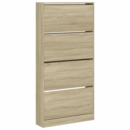 Schoenenkast – Schoenenopberger – Schoenenrek – Halmeubel – Opbergkast – Modern – 4 Kleppen – Ruimtebesparend Design – Sonoma Eikenhout