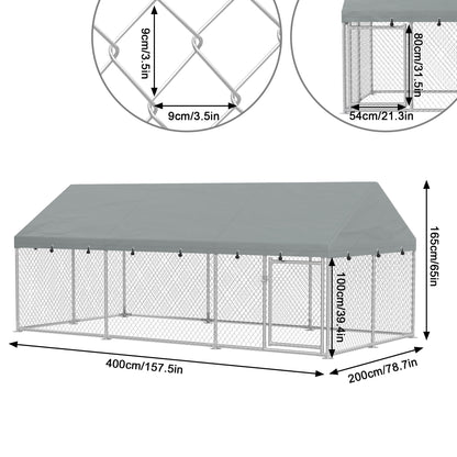 Hexagonal Metal Chicken Coop with Lockable Roof - 2 Sizes (8'x6'x5' & 13'x6'x5') Galvanized Steel Frame, 420D Oxford Cloth & Wire Mesh Ventilation - Easy Assembly Free-Range Enclosure for Poultry, Dogs, Small Animals - Urban