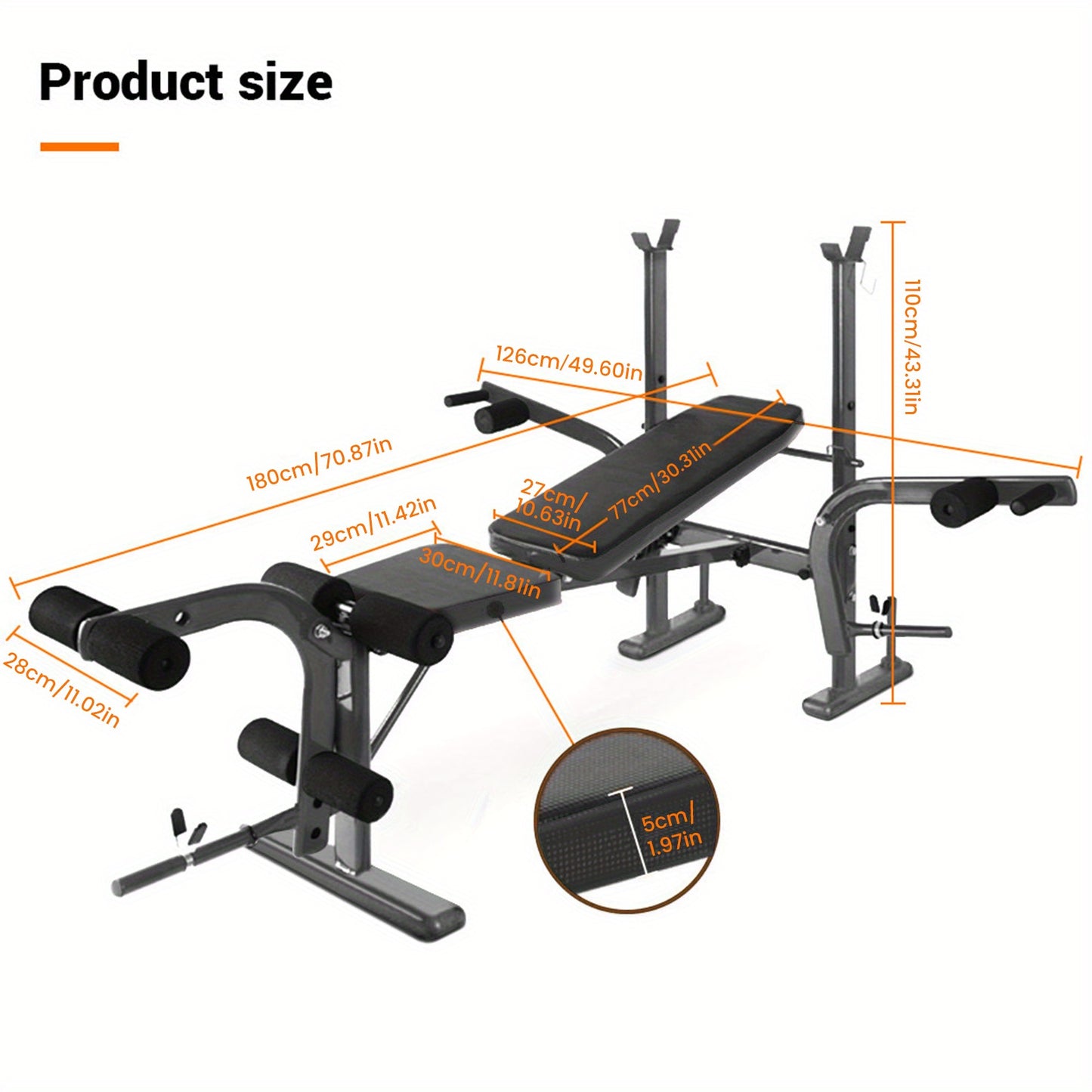 Alles-In-Één Bench Press Set – Krachttrainingsbank – Preacher Curl Bank – Leg Developer – IJzeren Constructie – Compact Formaat – Ergonomisch Design