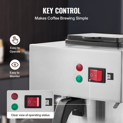 Filterkoffiezetapparaat – Koffiemachine – Drip Koffiezetter – Koffiezetter – Filtermachine – 12 Kopjes Capaciteit – 3 Glazen Kannen Met Warmhoudplaat