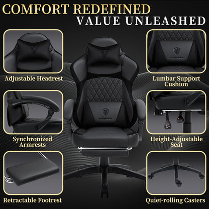 Gamingstoel – Bureaustoel – Gamestoel – Racingstoel – Ergonomische Stoel – Zwart-Rood – 360 Graden Draaibaar – Roestvrij Stalen Frame