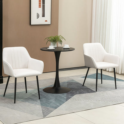 Eetkamerstoel – Stoel – Kuipstoel – Vergaderstoel – Bistrostoel – Set van 2 – Scandinavisch Design – Ergonomische Armleuningen – Beige Linnen Bekleding – Zwarte Metaalpoten