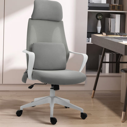 Ergonomische Bureaustoel – Comfortstoel – Kantoorstoel – Studiebureaustoel – Draaistoel – Grijs – 5-Punt Massagefunctie – Verstelbare Zithoogte