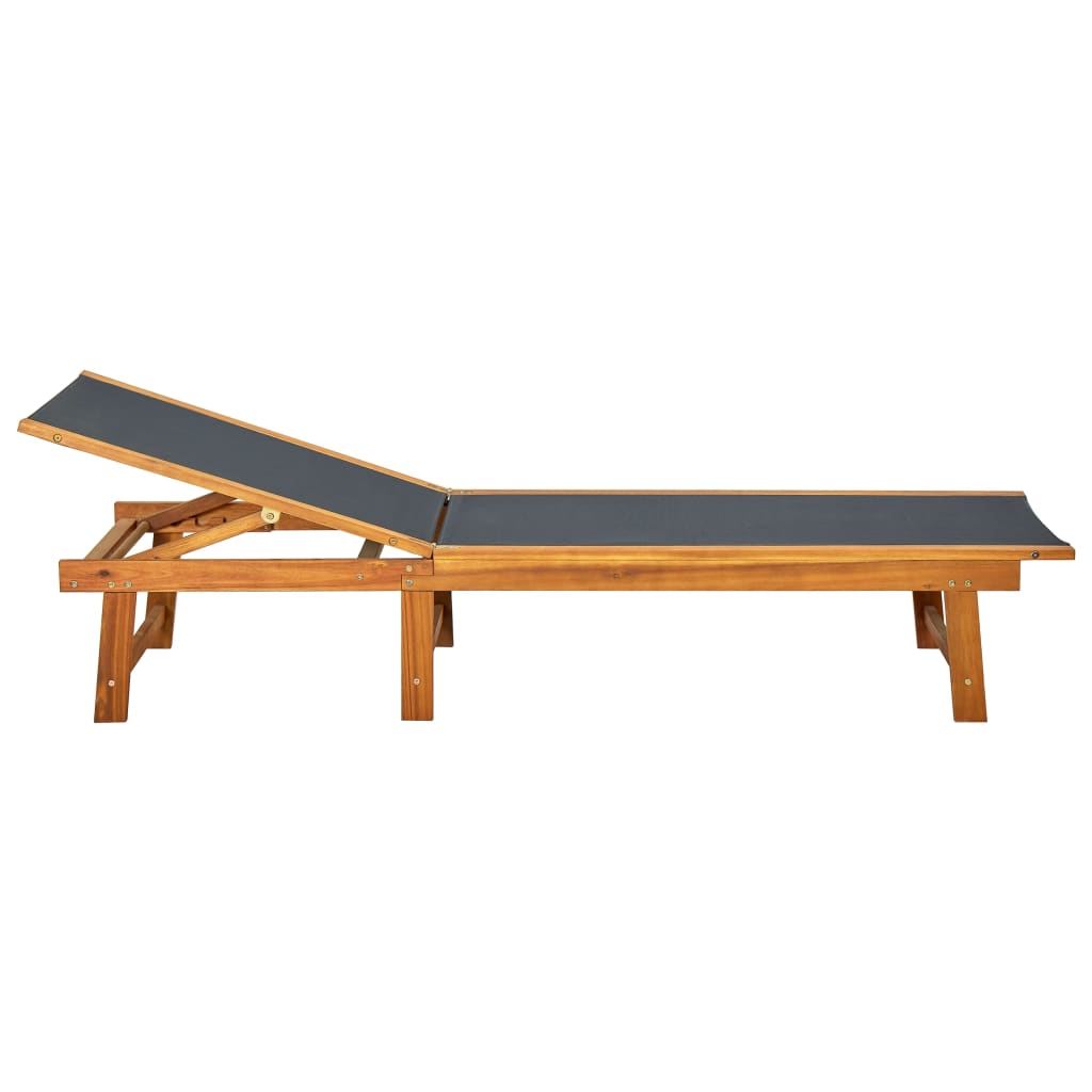 Ligstoel – Tuinstoel – Loungestoel – Ligbed – Verstelbare Rugleuning – Acaciahout – Waterbestendig Textiel
