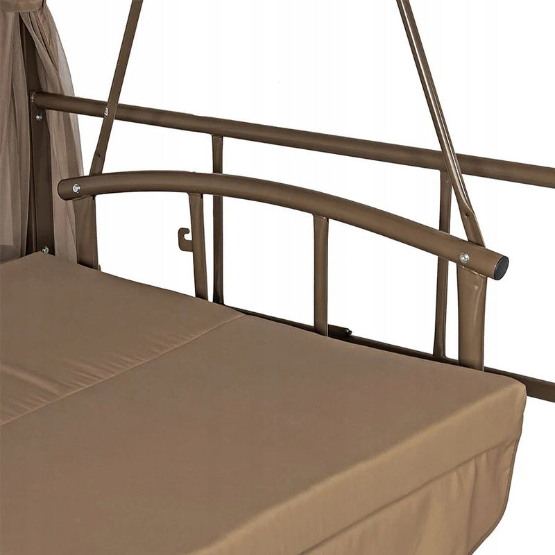 Tuin-Schommel – Schommelstoel – Buitenschommel – Vrijstaande Schommel – Tuinschommel Beige – Verstelbare Rugleuning – Weerbestendig Stalen Frame 175x105 cm