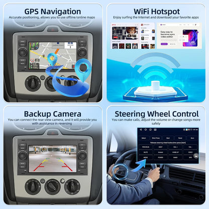 Autoradio – Auto Stereo – Multimedia Speler – Entertainment Systeem – Navigatie Systeem – 7 Inch Glas – Draadloos CarPlay & Android Auto – 4GB+64GB Opslag – Inclusief Achteruitrijcamera