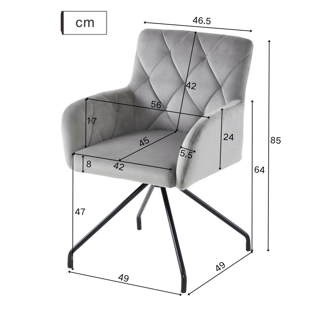 Eetkamerstoel – Stoel – Kuipstoel – Lounge Stoel – Armstoel – Velvet Bekleding – Ergonomische Rugsteun – Metalen Frame – Lichtgrijs – Set Van 2