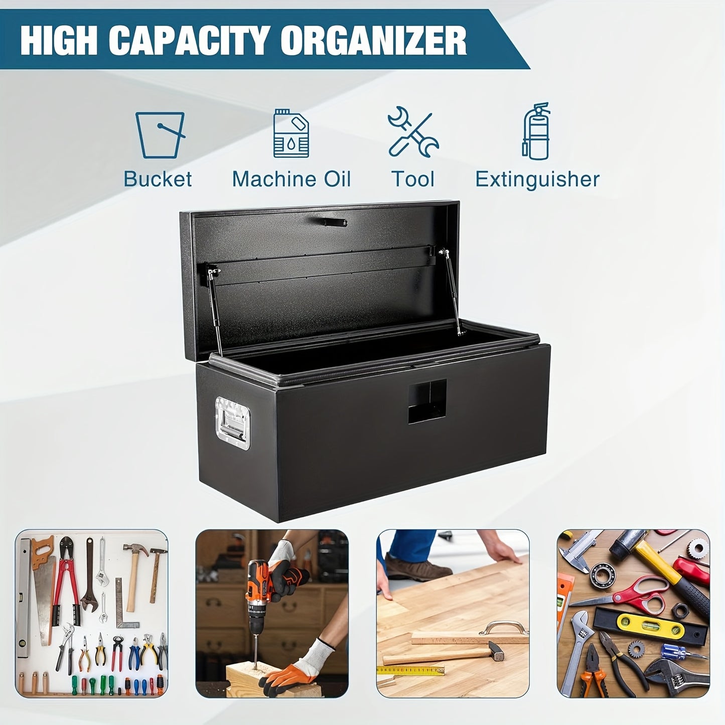 Gereedschapskist – Gereedschapskoffer – Toolbox – Gereedschapskist Opbergbox – Stalen Gereedschapskist – Grote Capaciteit – Met T-handgreep Slot en Combinatiesluiting