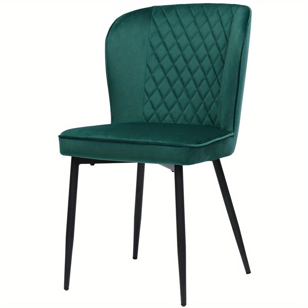 Eetkamerstoel – Stoel – Kuipstoel – Keukenstoel – Set Van 2 – Donkergroen Velvet – Metalen Onderstel – Comfortabel – Compact