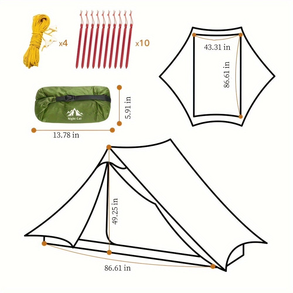 Bivakzak – Lichtgewicht Tent – Backpackingtent – 2-Persoons Tent – Kampeertent – Ultralicht 1,36 kg – Duurzaam Siliconen Nylon