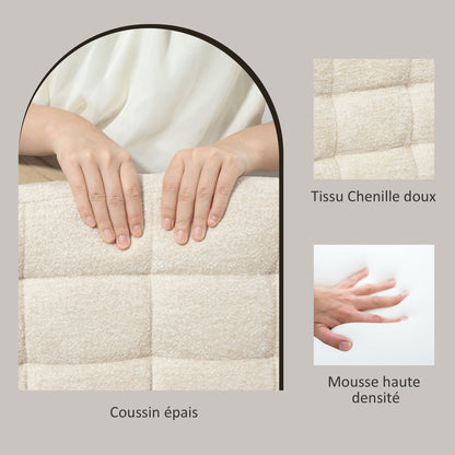 Barstoel – Barkruk – Barstoel Met Rugleuning – Keukenstoel – Barkruk Met Voetsteun – Verstelbare Hoogte 66-87 Cm – 360º Draaibaar – Bouclé Bekleding Beige