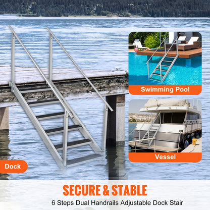 Steigerladder – Steigertrap – Bootladder – Aluminium Ladder – Verstelbare Ladder – 6 Treden – Lichtgewicht Aluminium – Antislip Treden
