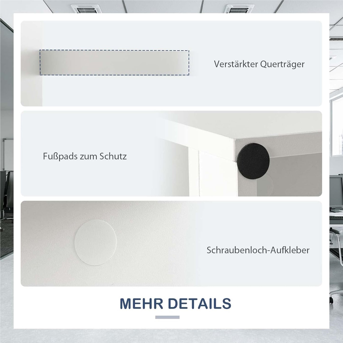 Bureau – Computertafel – Werkplek – Studietafel – Schrijftafel – Modern Wit Design – 110 x 60 x 76 cm – 4 Ruime Lades