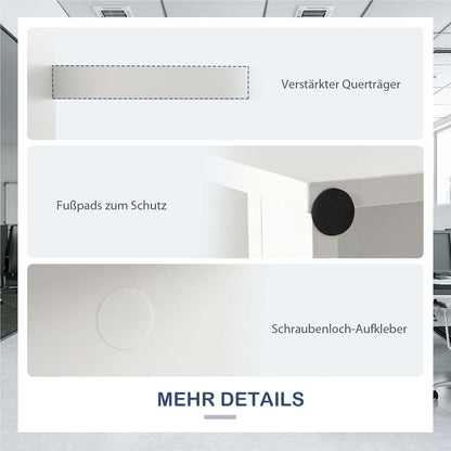 Bureau – Computertafel – Werkplek – Studietafel – Schrijftafel – Modern Wit Design – 110 x 60 x 76 cm – 4 Ruime Lades