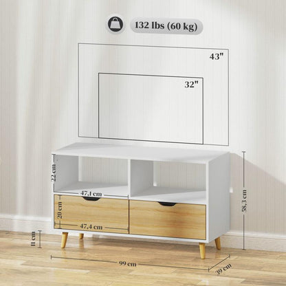 Tv-meubel – TV-kast – Lowboard – Entertainmentmeubel – Mediameubel – Wit – Modern Design – 99 cm Breed