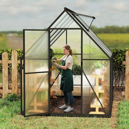 Kas – Serre – Tuinkas – Groentekas – Plantenkas – Aluminium Frame – 6,12 m² met 4 mm Polycarbonaat Panels – UV Bestendig – 340x180x195 cm