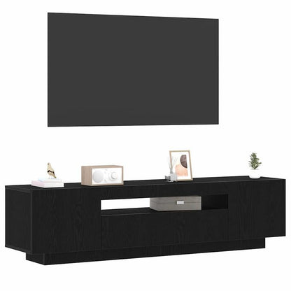 TV-Meubel – TV-Kast – Entertainmentcenter – Mediaconsol – Opbergmeubel – Zwarte Houtlook – 160x35x40 cm – Geschikt Tot 65 Inch