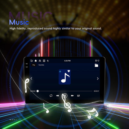 Car Stereo Featuring 4+128G Storage, Equipped with Wireless Apple Carplay And Android Auto, a 10-Inch 2 Din Android 15 Touchscreen, And Includes Wifi, SWC, FM, RDS, USB, And Camera Support.
