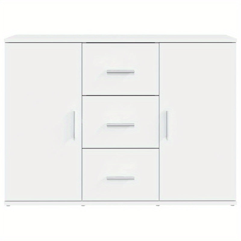 Modern White Sideboard with 3 Drawers & 2 Doors - Hardwood, Minimalist Design, Removable Storage, Perfect for Living Room or Bedroom, Living Room Furniture, Bedroom Storage, Sleek Furniture, Smooth Finish, Contemporary Furnit