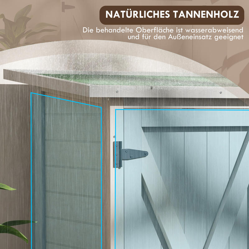 Gereedschapskast – Gereedschapskist – Opbergkast – Werkplaatskast – Werkbank – Houten Kast Met 2 Deuren – Asfalt Dak – 110x55x117 cm – Lichtgrijs – Tijdelijk Plaatsbaar – Verwijderbaar
