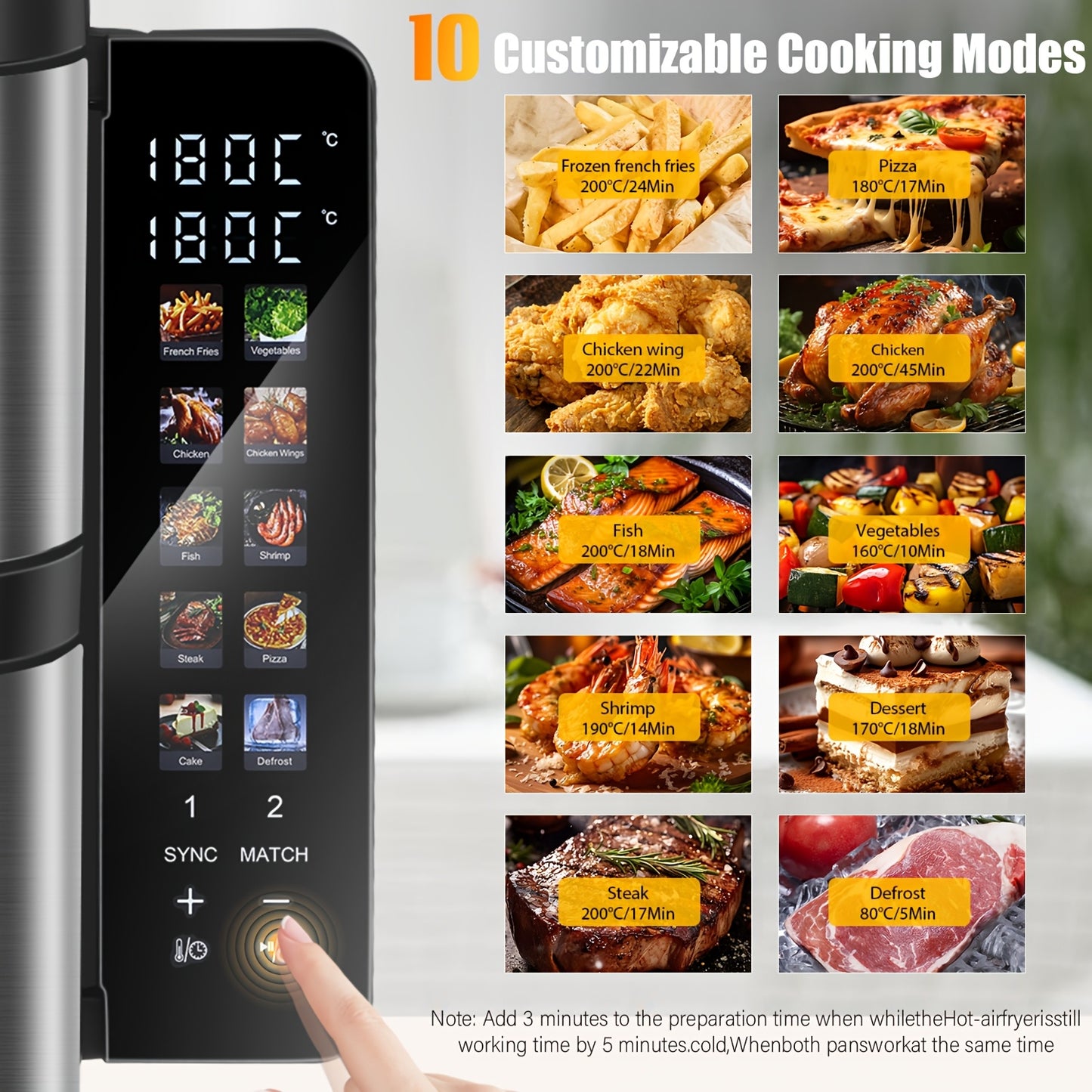 Heteluchtfriteuse – Airfryer – Friteuse – Luchtfriteuse – Digitale Oven – 11 Liter Capaciteit – Dubbele Mand met Cook & Sync Systeem