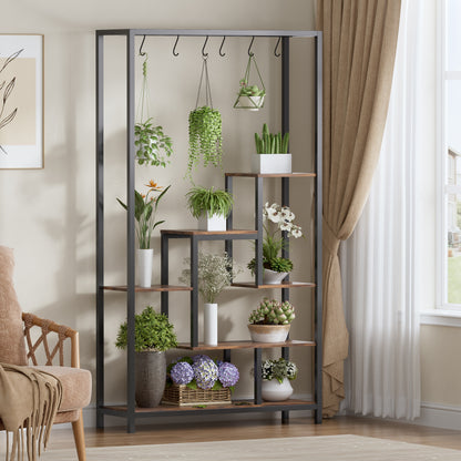 Plantenrek – Plantenstandaard – Plantentafel – Bloemenrek – Plantentrap – 5-laags met 6 planken – Metalen frame 179 cm hoog