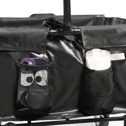 Transportwagen – Vouwkar – Handkar – Tuinkar – Strandkar – Inclusief Beschermend Dak – Stevig Stalen Frame – Zwart