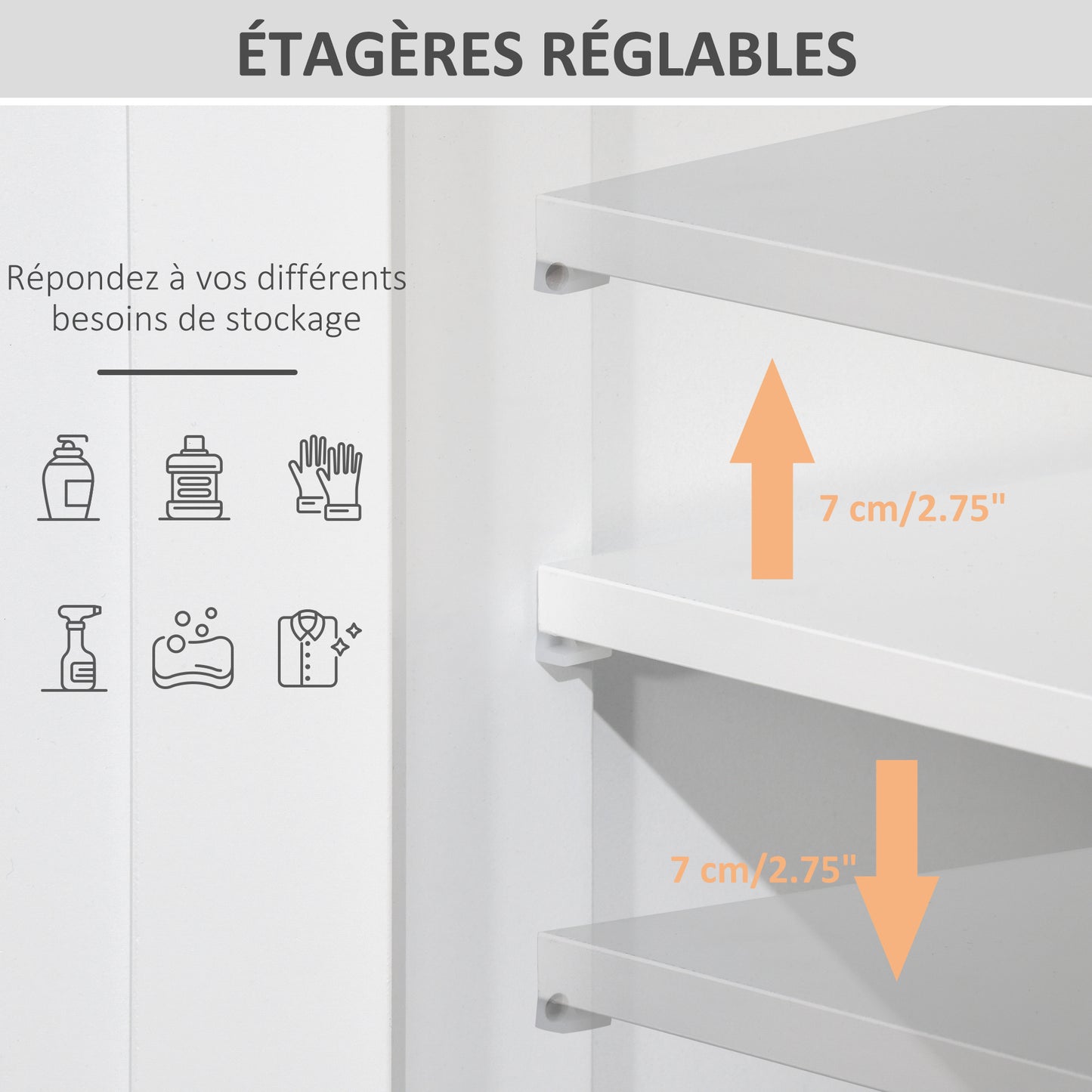 Badkamerkast – Badmeubel – Wastafelonderkast – Kolomkast – Opbergkast – Compact – MDF Wit Met Verstelbare Plank