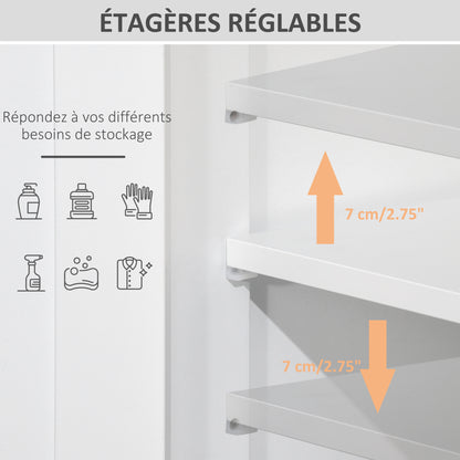 Badkamerkast – Badmeubel – Wastafelonderkast – Kolomkast – Opbergkast – Compact – MDF Wit Met Verstelbare Plank